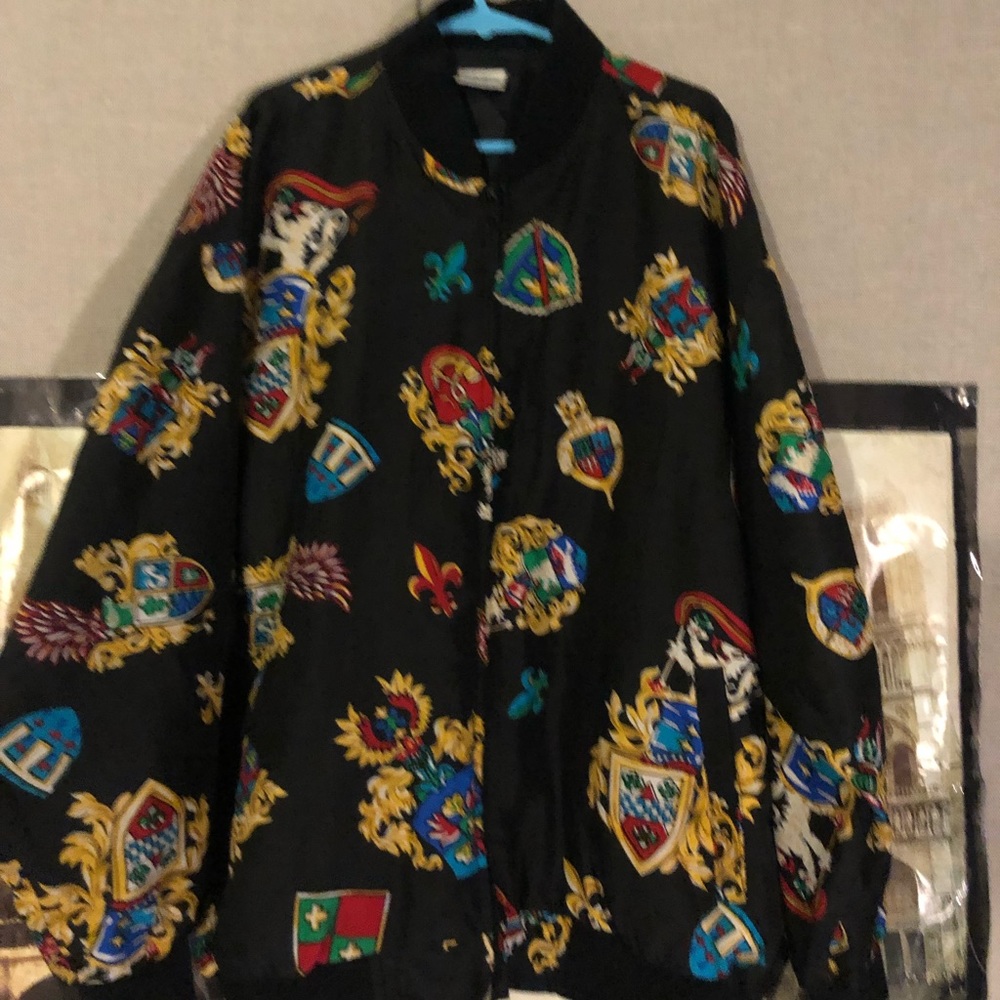 Silk bomber jacket with crests